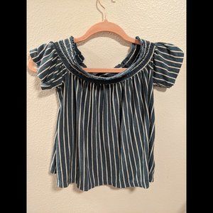 American Eagle Outfitters Blue & White Striped Blouse Size XS